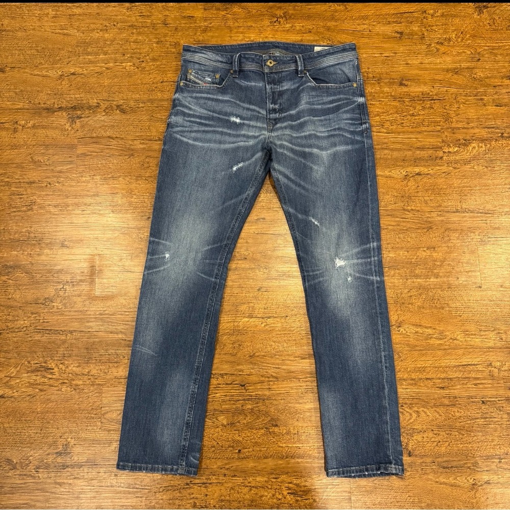 Diesel Blue Thavar Slim Skinny Casual Distressed Denim Jeans Pants Men's 34x30